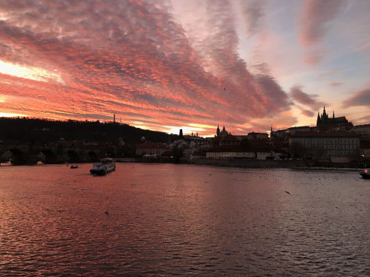 A Late Fall Prague Castle Sunset's Dusk Colors 