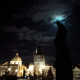 Winter Prague Full Moon-Halo on Charles Bridge Statue